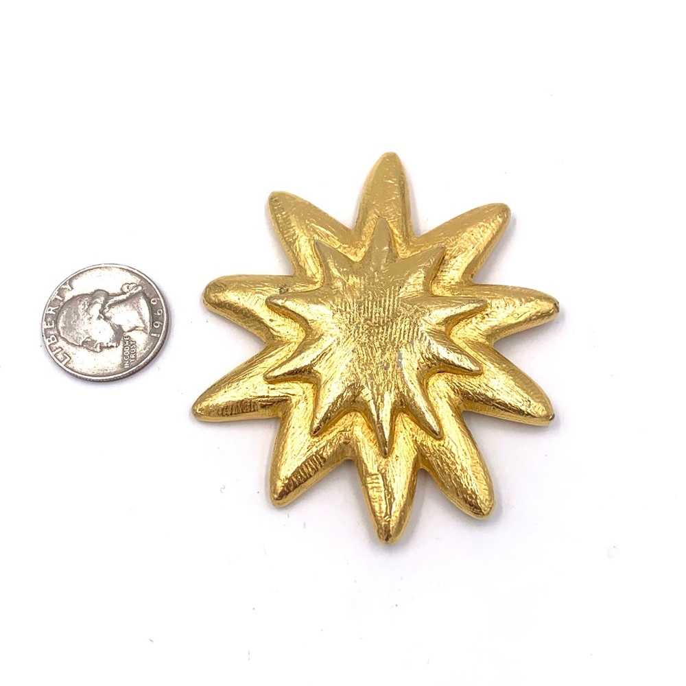 Edouard Rambaud Paris Gold Double Star Pin Brooch - Picture 2 of 7